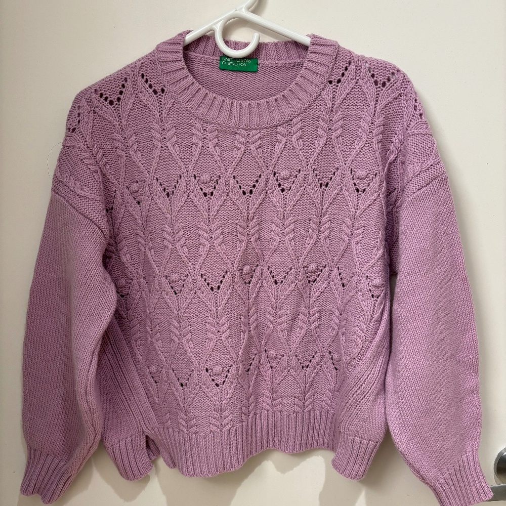 Lilac Cable Knit Pullover Sweater